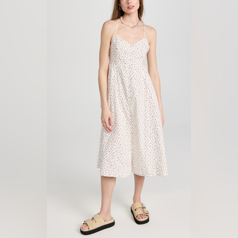 Madewell Alexa Ruffle Bodice Button Down Midi Dress size 8
